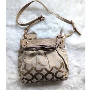 COACH Signature Logo 2 Way Shoulder Bag Tan Purse